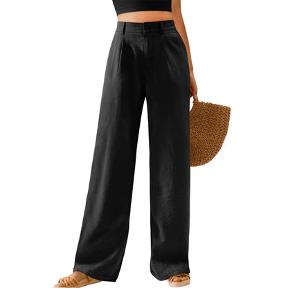 Womens Casual Wide Leg Pants High Waisted Button Down Straight Long Trousers Palazzo Pants Elegant Woman Flared Pants Youthful