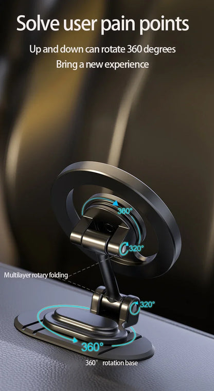 Magnetic Car Phone Holder All-Metal 1040° Rotation Cell Phone Stand For Magsafe iPhone 16 15 14 13 12 Pro Max Dashboard Mount