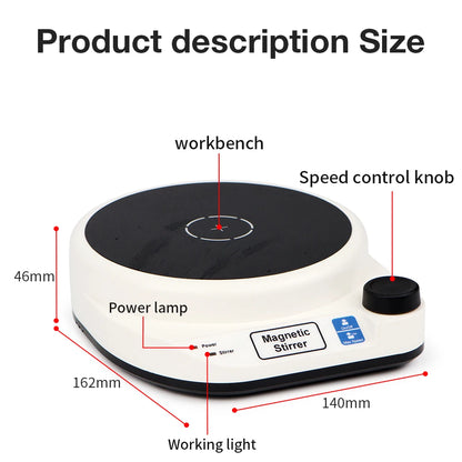2000RPM Mini Electric Magnetic Stirrer with Stir Bar Brushless DC Motor Magnetic Mixer for Medical Chemical Laboratory EU Plug