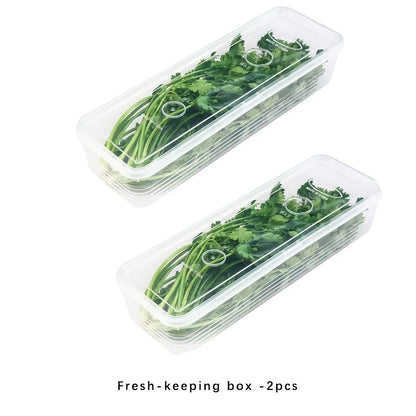 2/4PCS Long Rectangular Food Storage Containers, Plastic Reusable Refrigerator Organizer Boxes Kitchen Accessories