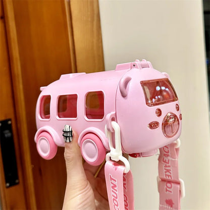 Water Bottle with Straw for Kids, Cartoon Leakproof Water Bottles, Outdoor Portable Drink Bottle, Lovely Cup Bottle for Children