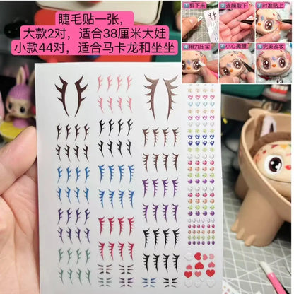 17cm Labubu Color Metal Bracelet Labubu Exquisite Eye Makeup Stickers Eyelash Stickers Vinyl Doll Diy Accessories