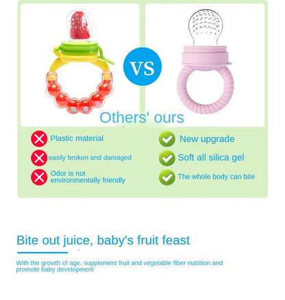 1pcs Food Bite Bag Feeder Fruit Vegetable Feeding Food Grade Silicone Feeding Tableware Silicone Baby Pacifier Bottle Feeder