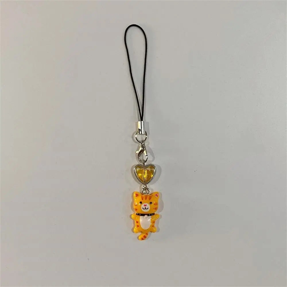 Cat Pendant Phone Strap Anti Lost Keychain Y2K Phone Charm Heart Cute Phone Lanyard Women Girls Phone Accessories