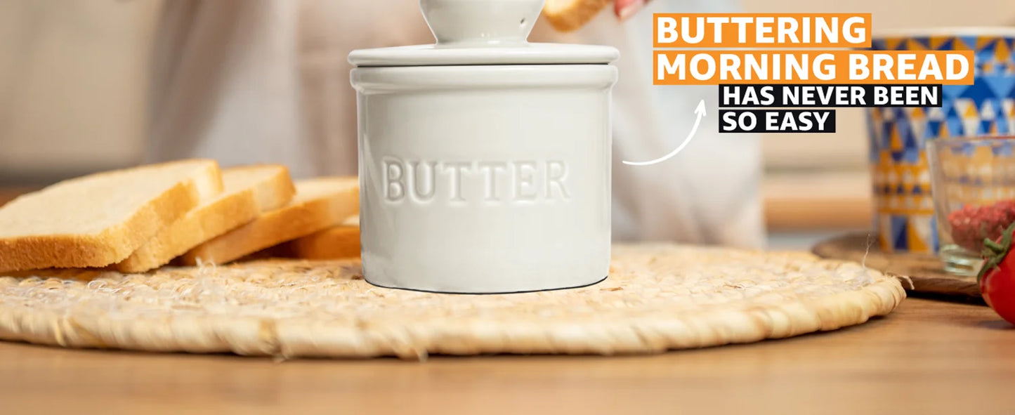 French Butter Crock For Counter With Butter Knife On Demand Spreadable Butter Ceramic Bell Style Butter Jar Butter Dish with Lid