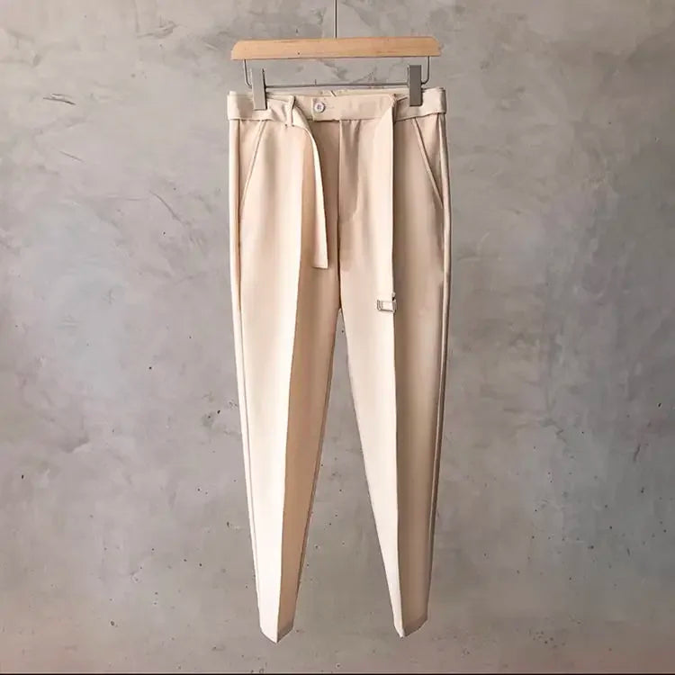 Draped Office Trousers For Men Fluid White Man Suits Pants Work Summer 2024 Chinese Homme Clothing Premium Stylish Formal