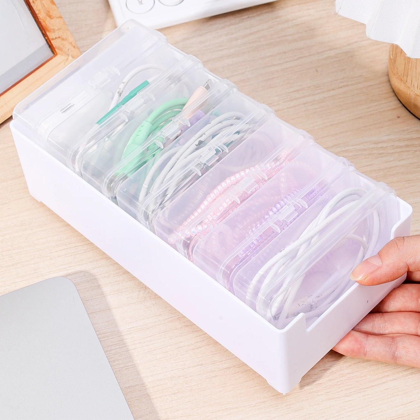 7Grid Data Cable Storage Box Cable Organizer Bag With Power Charging Cable Management And Desktop Cables Management Organization