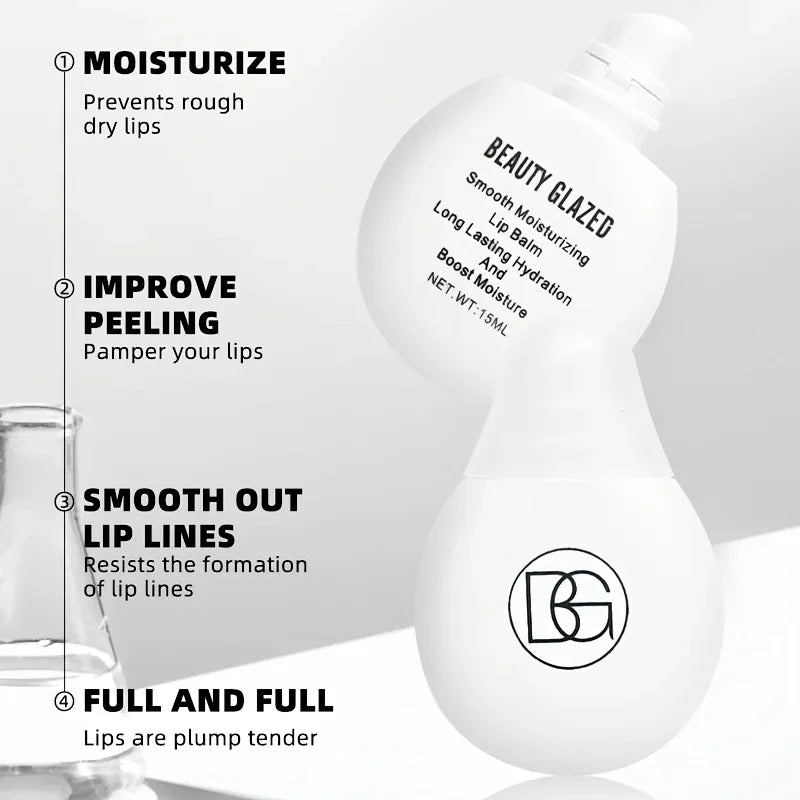 BEAUTY GLAZED Nourishing Lip Balm with Plant Squalane and Amino Acids, Natural Oil-Based, Long-Lasting Moisture Plant Squalane