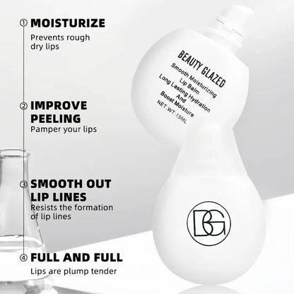 BEAUTY GLAZED Nourishing Lip Balm with Plant Squalane and Amino Acids, Natural Oil-Based, Long-Lasting Moisture Plant Squalane