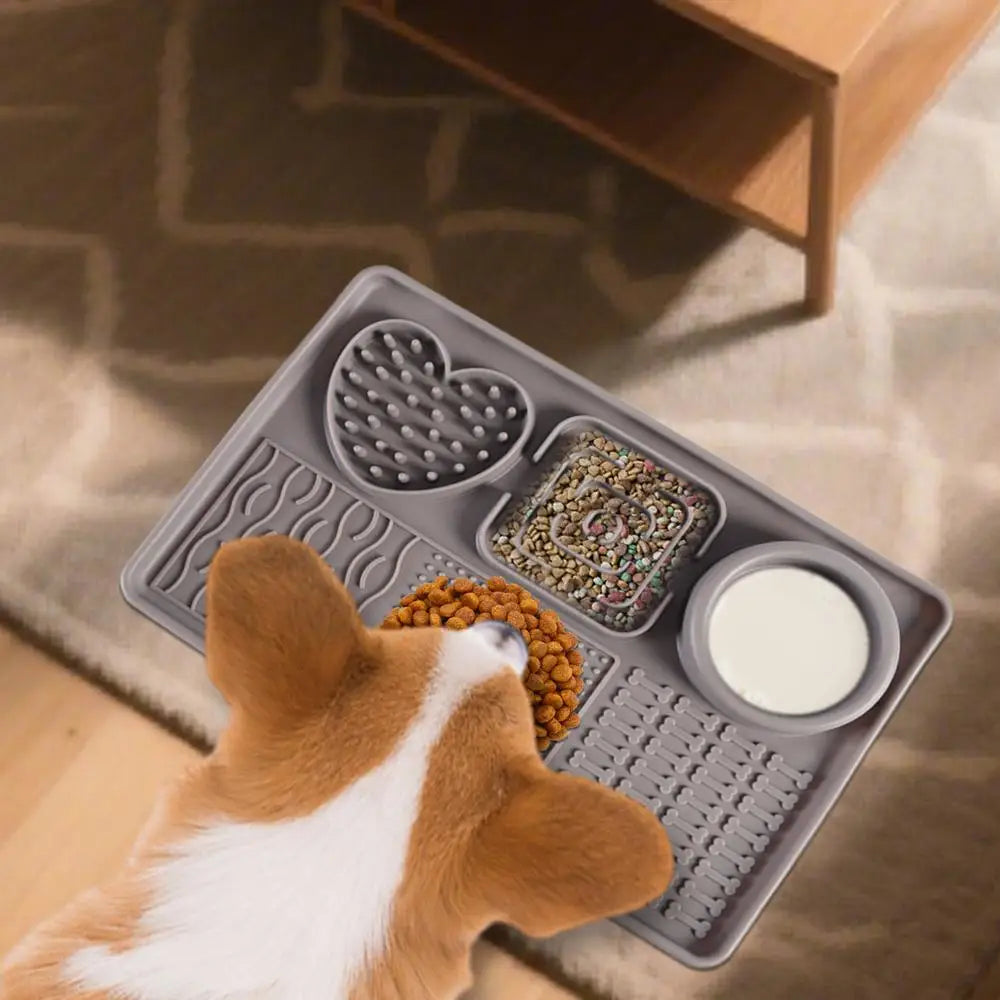 6 In1 Pet Licking Pads Silicone Dog Food Mat Non-slip Slow Feeder Bowl Interactive Puzzle Toy For Boredom Relief Enhance Sensory
