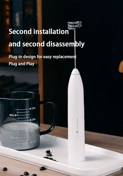 BINCOO Electric Milk Foamer Blender Stainless Steel Handheld Milk Frother Wireless Coffee Whisk Mixer Egg Beater Kitchen Tools