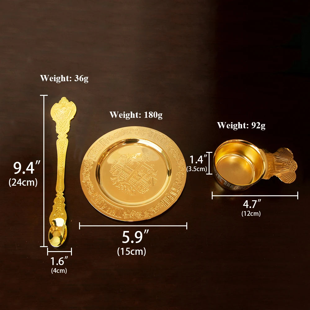 Russian Church Orthodox Holy Oil Ritual Supplies Gold Plated Metal Utensils Prayer Church Ritual Supplies