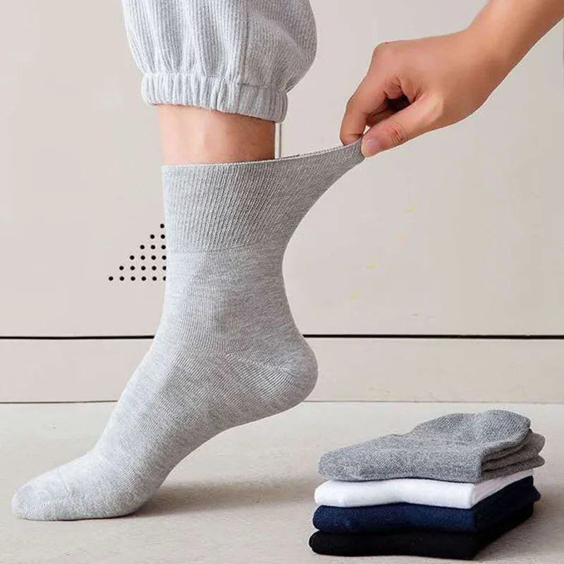 Women's 5 Pairs Quality Cotton Diabetic Middle Socks Comfortable Loose Mouth  Plus Size48,49,50 Older Men's Diabetic Socks Meias