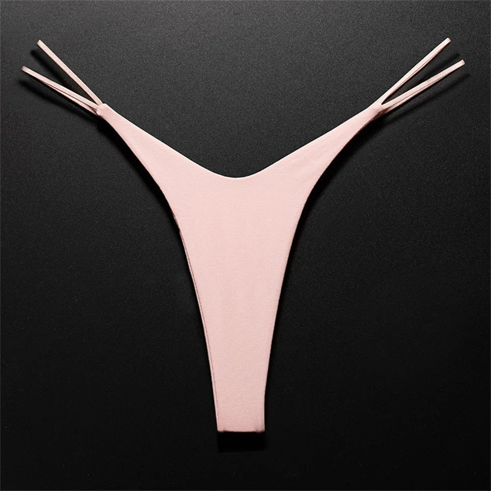 High Cut Thong Cotton Sexy Ladies Panties V-Waist High Elasticity G-String Breathable Underwear Female Intimates