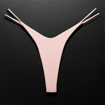 High Cut Thong Cotton Sexy Ladies Panties V-Waist High Elasticity G-String Breathable Underwear Female Intimates