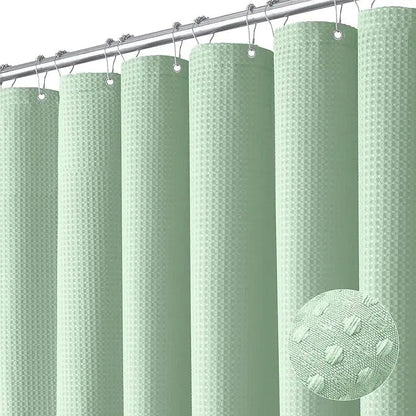 Plain Waffle Waterproof and Mildew-proof Polyester Shower Curtain, Bathroom Curtain, Bathroom Partition Curtain, Shower Curtain