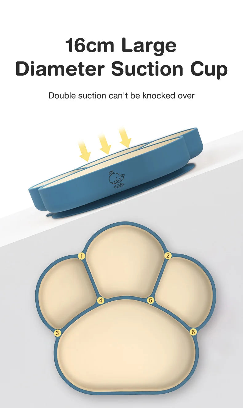 MAMIJOY  High Quality Children's Dishes Set Baby Silicone Tableware Sucker Bowl Bib Cup Fork Spoon Set Infant Supplies BPA Free