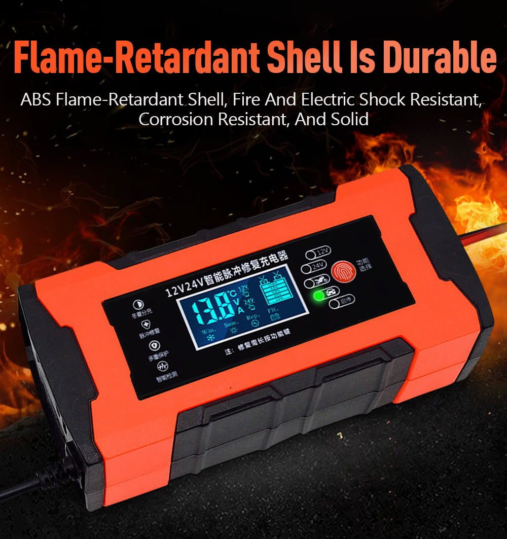 Car Battery Charger 12V 10A 24V 5A Automotive Digital Display Detection Pulse Repair Car Chargers Motorcycle Car Accesorries