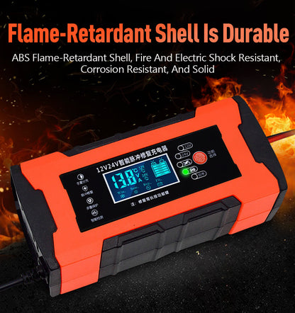 Car Battery Charger 12V 10A 24V 5A Automotive Digital Display Detection Pulse Repair Car Chargers Motorcycle Car Accesorries