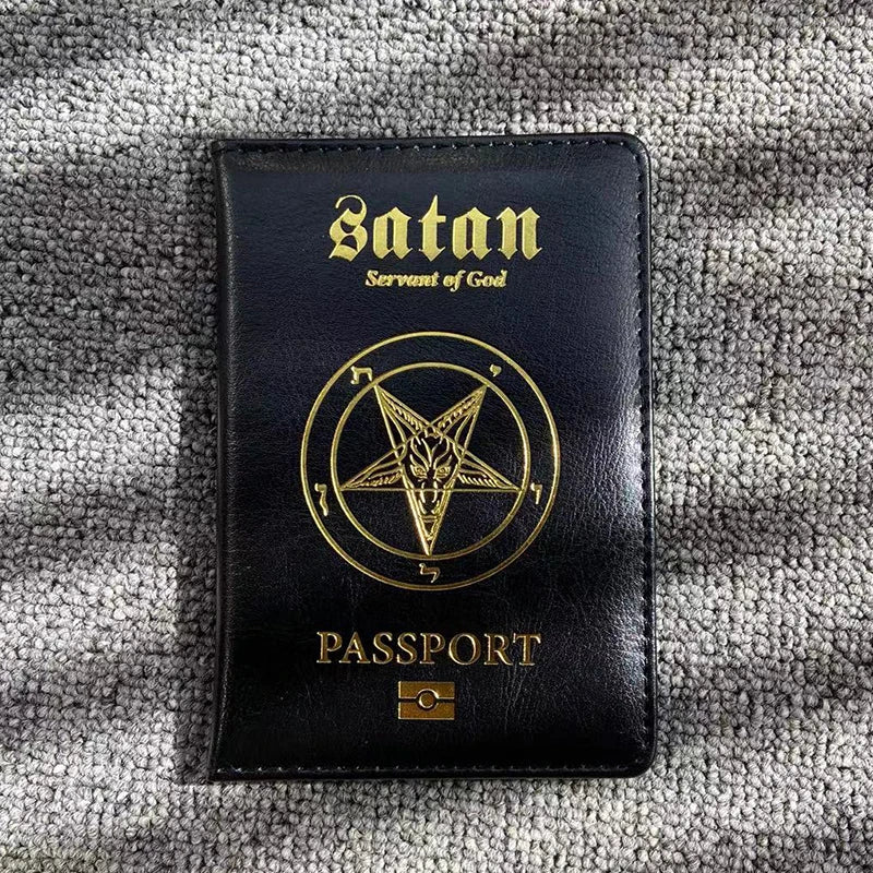 Satan Servant of God Passport Holder Pu Leather Passeport Case Women Travel Wallet Covers for Passports