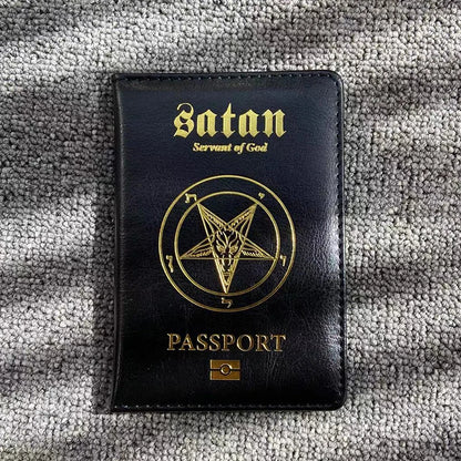 Satan Servant of God Passport Holder Pu Leather Passeport Case Women Travel Wallet Covers for Passports