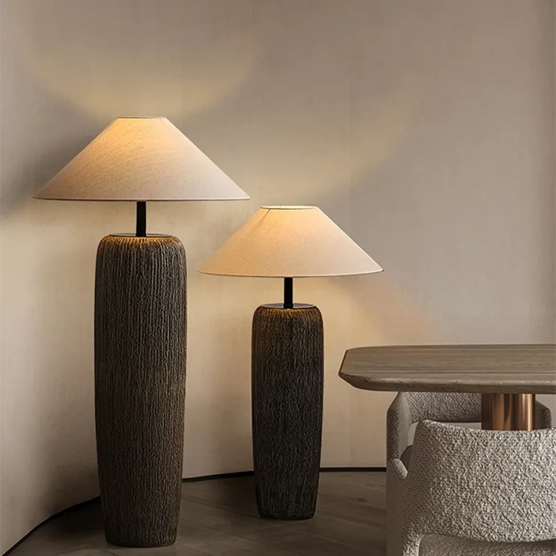 Ceramic floor lamp Wabi Sabi Style fabric lamp shade japanese floor lamp for Living Room Salon Corner Sofa Lounge Standing Light