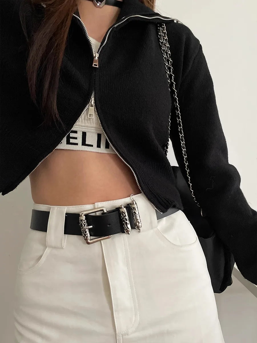 New retro Female Subculture Belt Punk Decorated Jeans Belt Personality Belt White Belt