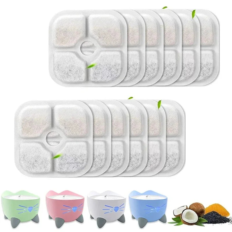 Set of 6/12 Pet Water Fountain Replacement Filters Cat Water Drinking Fountain Triple Filtration System for PIXI Water Dispenser