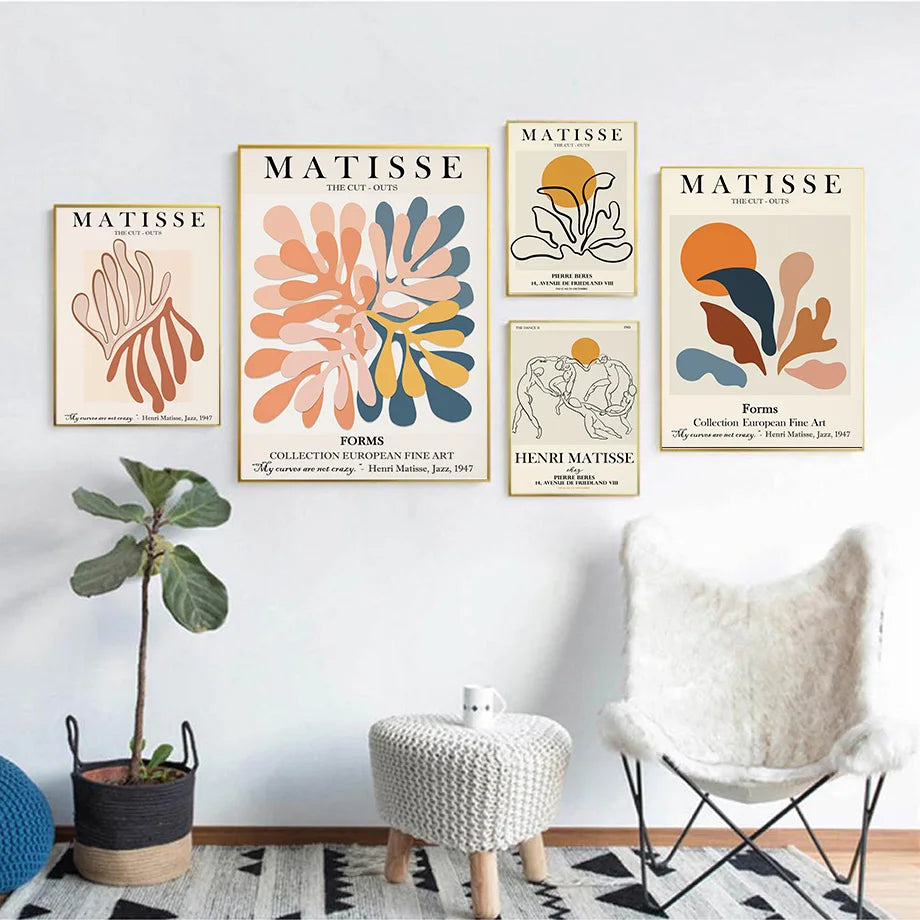 Abstract Wall Art Matisse Poster Line Face Coral Leaves Posters and Prints Canvas Paintings for Interior Pictures Room Art Decor