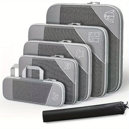 Compression Packing Cubes Set Mesh Travel Organizers for Luggage Suitcase Lightweight  Storage Bags with SeeThrough Panel