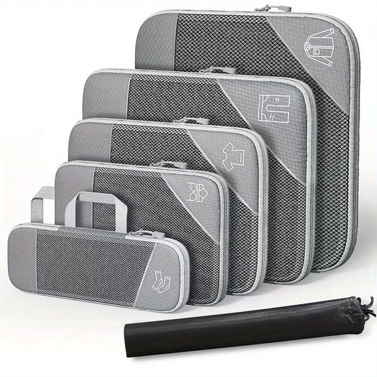 Compression Packing Cubes Set Mesh Travel Organizers for Luggage Suitcase Lightweight  Storage Bags with SeeThrough Panel