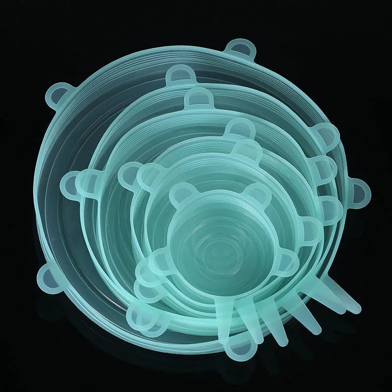 6pcs/set Silicone Cover Stretch Lids Reusable Airtight Food Wrap Covers Keeping Fresh Seal Bowl Stretchy Wrap Cover