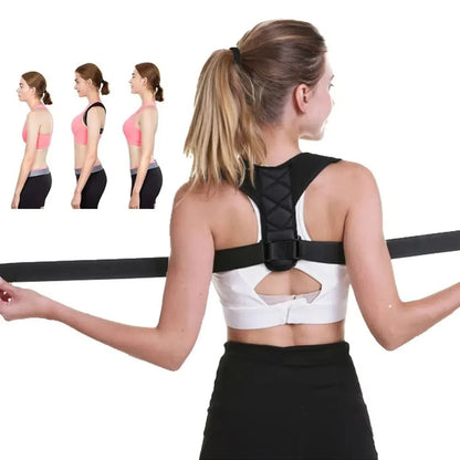 Polyester Back Straightener Adjustable Breathable Back Posture Corrector Black Support Back Brace Posture Corrector Fitness