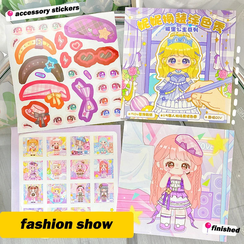 Educational Coloring Book DIY Painting Books with Stickers Girls Princess Dressing Up Drawing Set Art Supplies