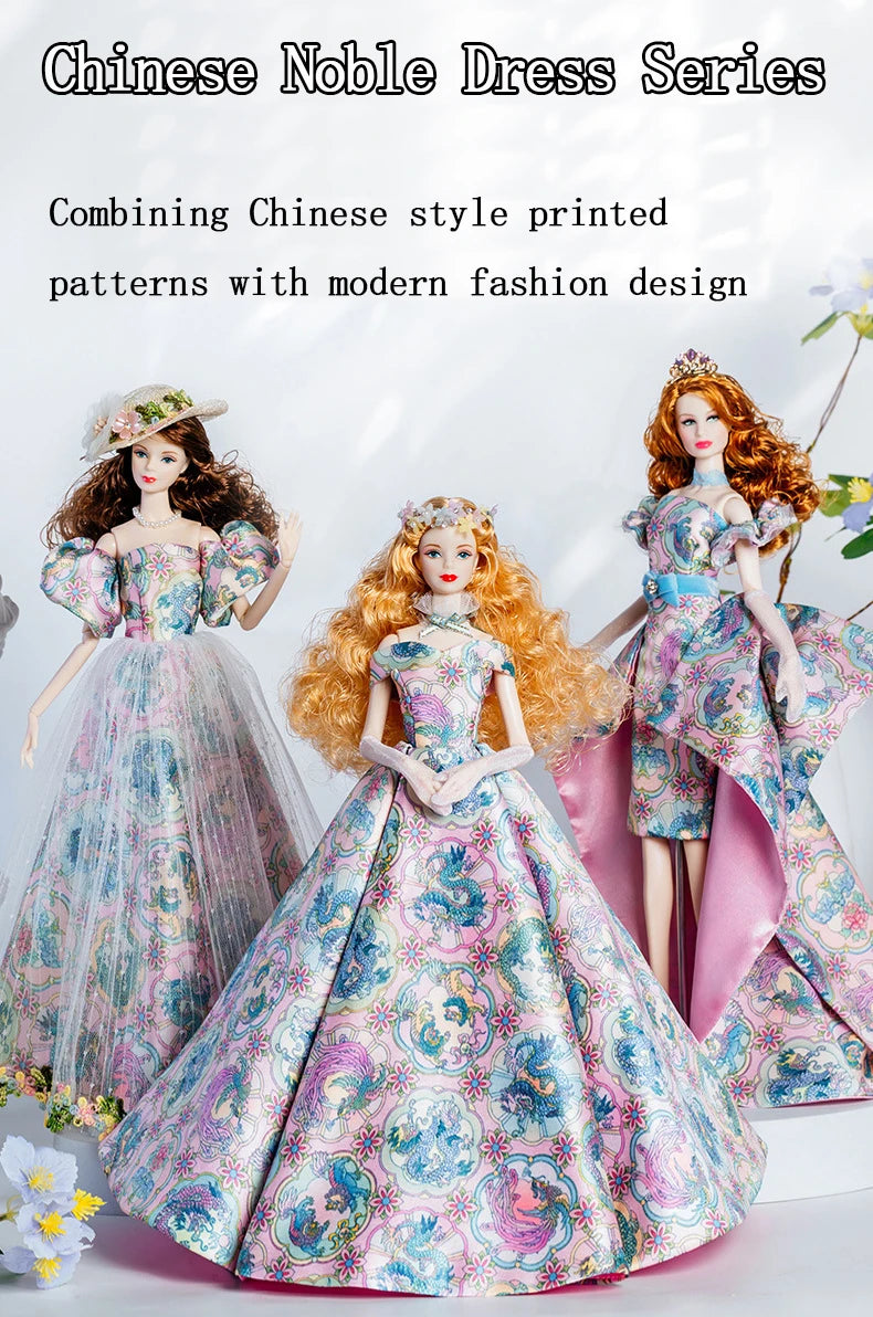 European Fashion Chinese Style Elements Accessories Set 32cm Supermodel Doll Clothes Suit Princess Dress DIY Toy Collector Gifts