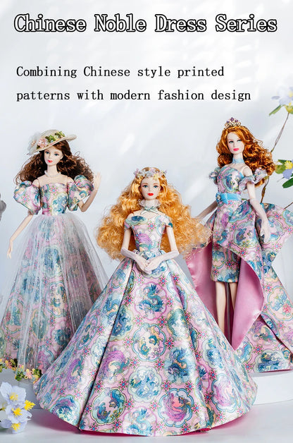 European Fashion Chinese Style Elements Accessories Set 32cm Supermodel Doll Clothes Suit Princess Dress DIY Toy Collector Gifts