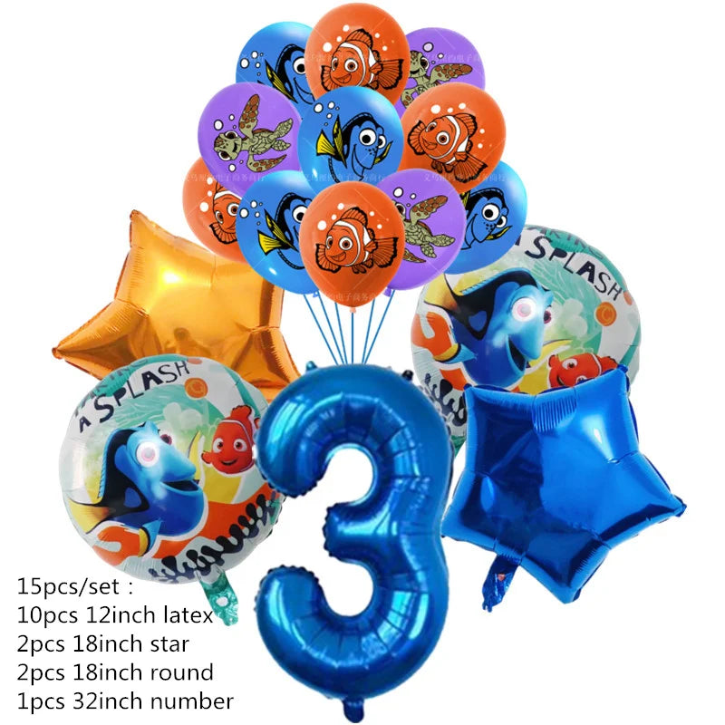 Finding Nemo Birthday Party Decoration Children Party Balloons Disposable Tableware Plates Napkins Cup Tablecloth Party Supplies
