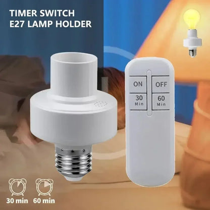 Smart Light Bulb Socket E27 Wireless Remote Control Switch LED Lamp Bases ON/OFF Room Chandelier Timer Switch Battery Powered