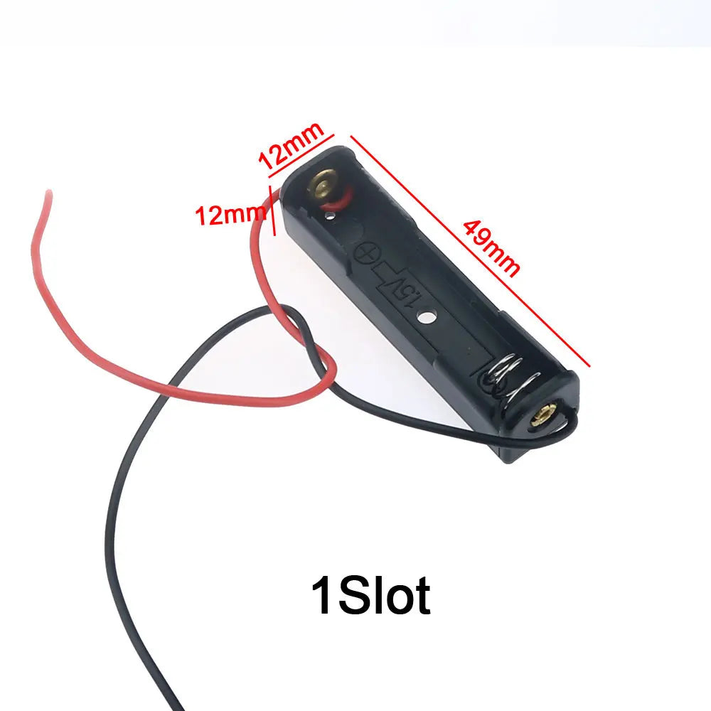 JCD AAA Plastic Black Spring Battery Storage Case Box AAA 3A Battery Holder AAA Double-sided Container With Wire Leads