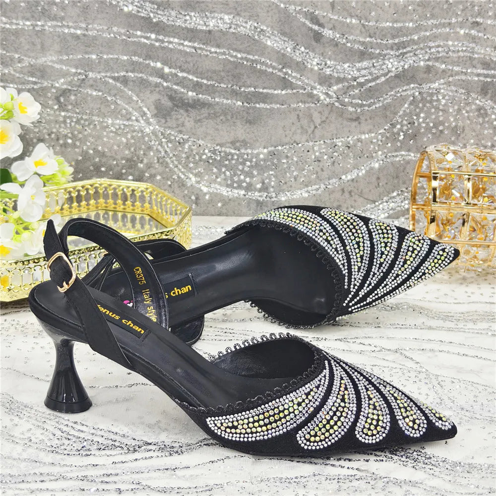 High Quality African Wedding Shoes Summer Sandals for Wedding 2025 Sexy Pumps Rhinestone Fashion Women Wedding Shoes