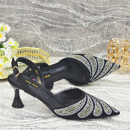 High Quality African Wedding Shoes Summer Sandals for Wedding 2025 Sexy Pumps Rhinestone Fashion Women Wedding Shoes