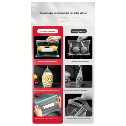 15pcs Reusable Food Storage Bags with Slide Lock Seal - for Fruits, Vegetables, Grains & Meal Prep -Freshness & Space Saving