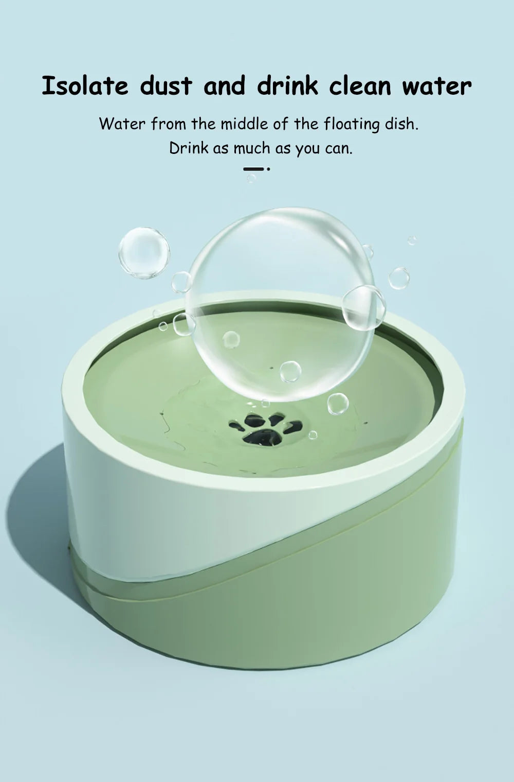 Floating Non-Wetting Mouth Cat Bowl without Spill, Drinking Water Dispenser, Anti-Over Dog Bowl, 1L, 1.5L