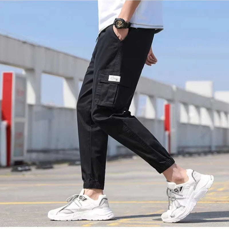 Classic Design Multi Pocket Cargo Pants, Men's Casual Loose Fit Drawstring Cargo Pants/Joggers For Spring Summer Outdoor