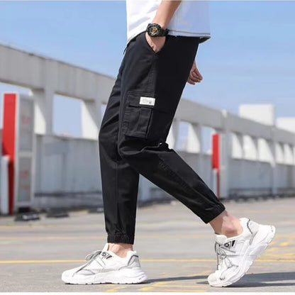 Classic Design Multi Pocket Cargo Pants, Men's Casual Loose Fit Drawstring Cargo Pants/Joggers For Spring Summer Outdoor