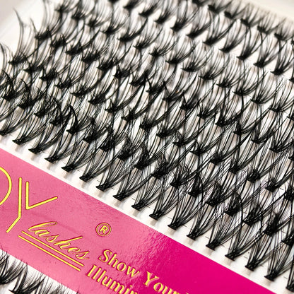 14 Rows DIY Lash Extension Kit Volume Lash Clusters Mix Curl Individual Lashes Kit with Lash Bond and Seal Lash Tweezers Remover