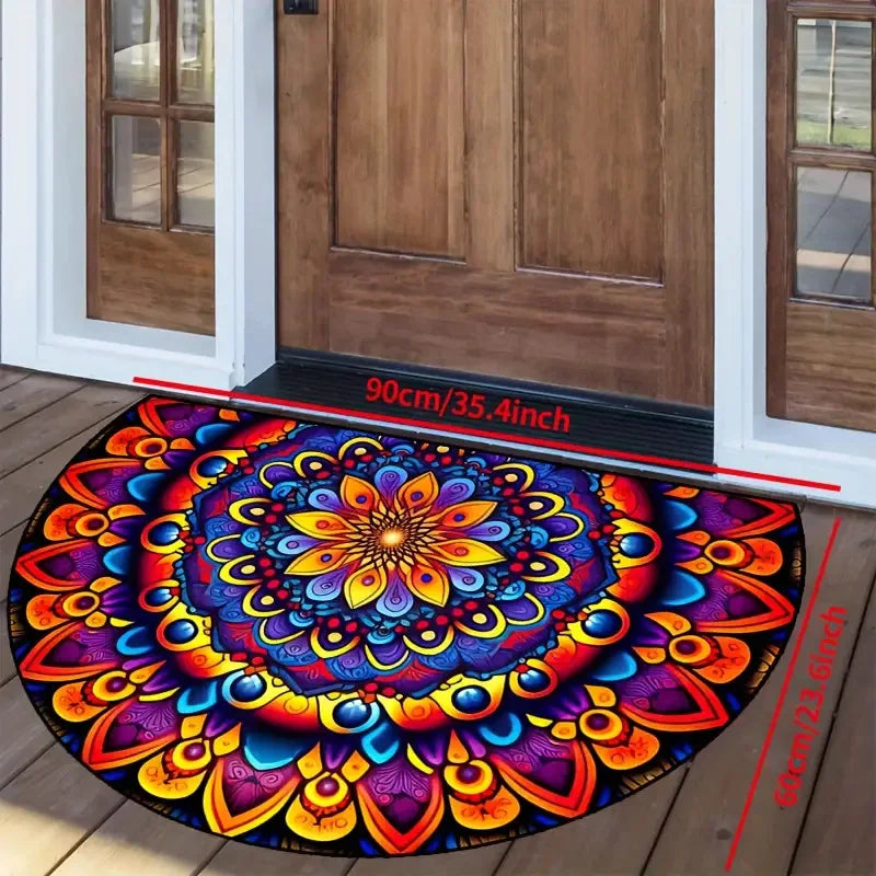 VIKAMA Flower Floor Mats Half Circle Printed Floor Mats Entryway Floor Mats Bathroom Door Mats Dirty Resistant Floor Mats