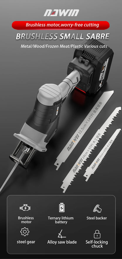 NANWEI Cordless Reciprocating Saw Adjustable Speed Electric Saw Saber Saw Portable for Wood Metal Cutting Saw