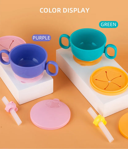 Children Tableware Baby Plastic Snack Bowl High Suction Double Handle Snack Cup Snacks Storage Box Kids Feeding Bowl