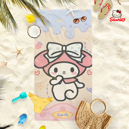 Adorable Cartoon-Printed Beach Towels: PomPomPuu, Pochacco, Cinnamo, and Kitty Designs! Suitable for towels, bath towels